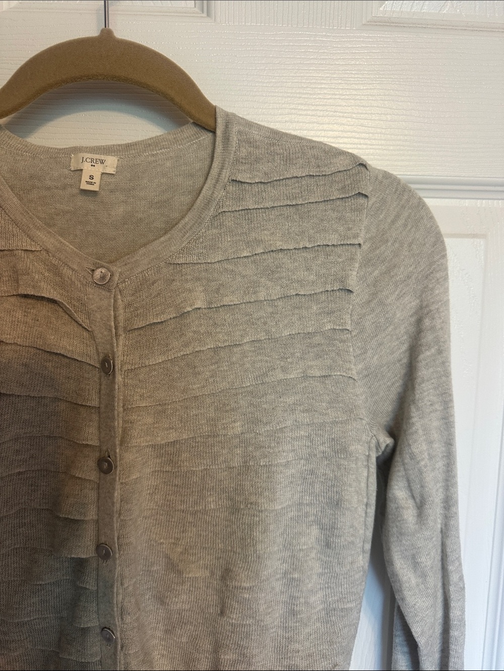 Like new- J. Crew Button Cardigan with Fabric Detail